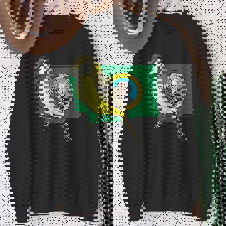 ワシントン州旗 ゴールドフィンチ 鳥 スウェットシャツ 年配の女性への贈り物