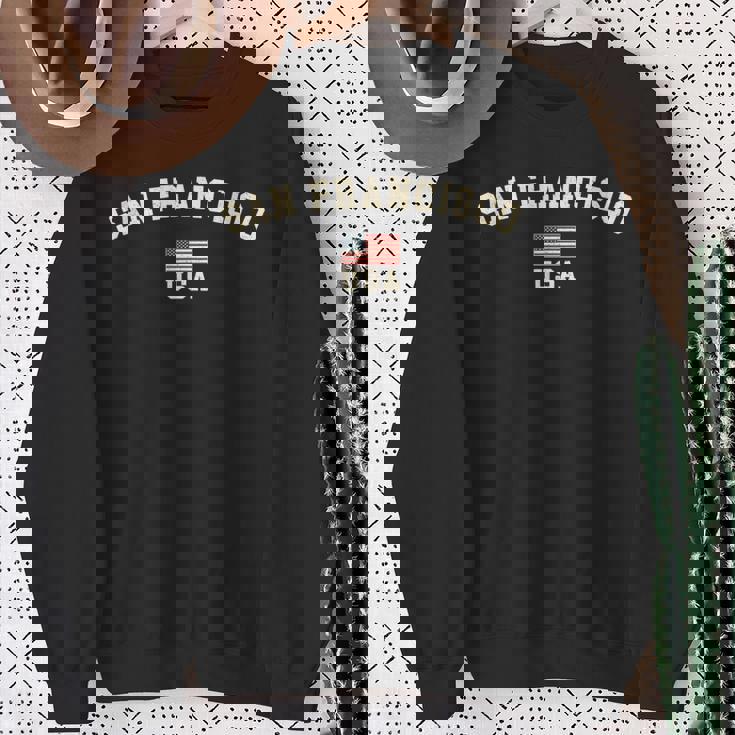 ヴィンテージ サンフランシスコ アメリカ アメリカ国旗 お土産 レトロ スウェットシャツ 年配の女性への贈り物