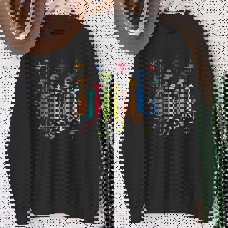 ヴィンテージ レトロ ミッドセンチュリー モダンルック 猫 50年代 60年代スタイル スウェットシャツ 年配の女性への贈り物