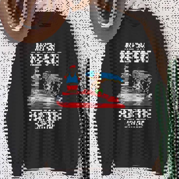 中途報告ポンツーンキャプテンサンタ 7月のクリスマスメンズ スウェットシャツ 年配の女性への贈り物