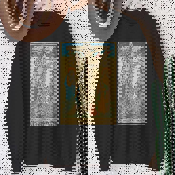 十字架上のイエス 中世美術 キリスト教 カトリック スウェットシャツ 年配の女性への贈り物