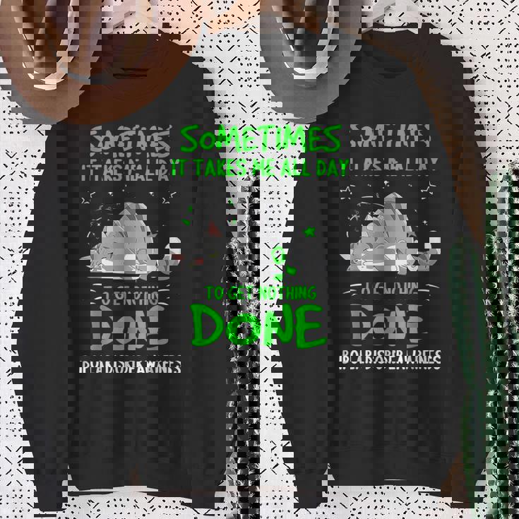 双極性障害啓発猫リボン スウェットシャツ 年配の女性への贈り物