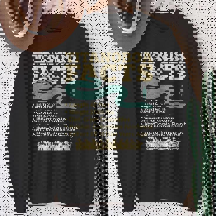 古代最強蛇ティタノボア解説 Titanoboa Facts 恐竜時代雑学 科学学習 スウェットシャツ 年配の女性への贈り物