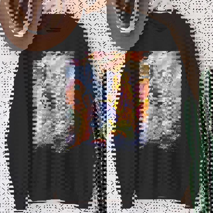 宇宙の銀河猫とユニコーン ペガサス スウェットシャツ 年配の女性への贈り物