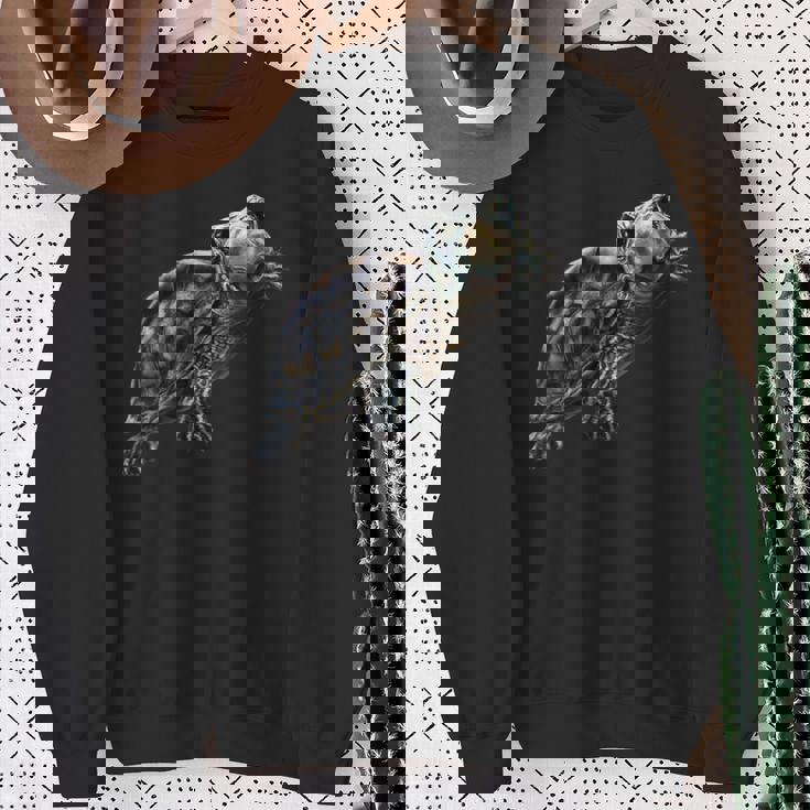 幸せな笑顔の亀 セルフィー ポートレート 面白い スウェットシャツ 年配の女性への贈り物