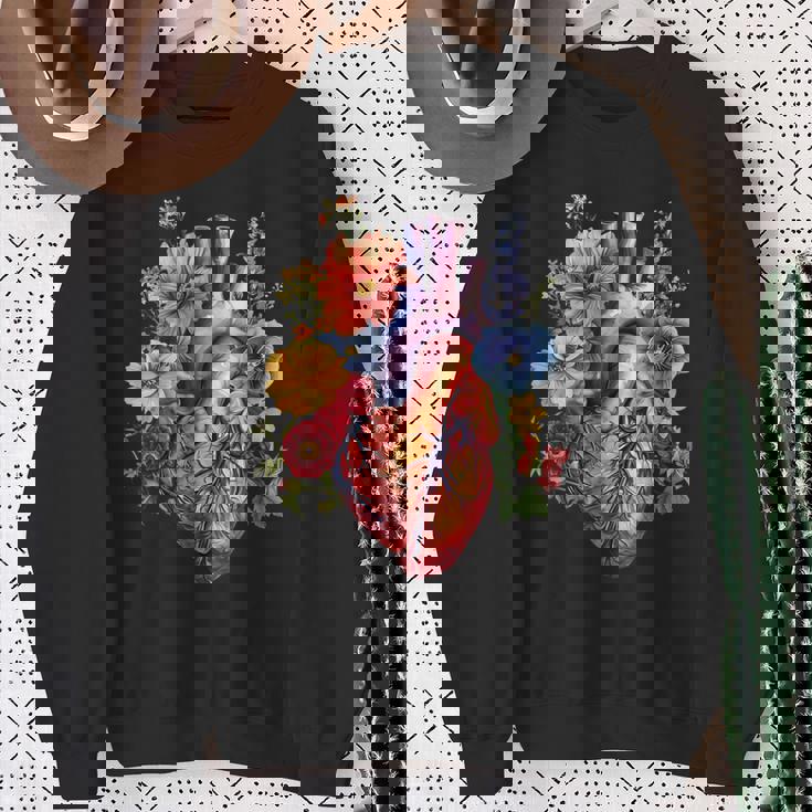 心臓超音波検査者ギフト 心臓専門医ギフト ハートフラワー スウェットシャツ 年配の女性への贈り物