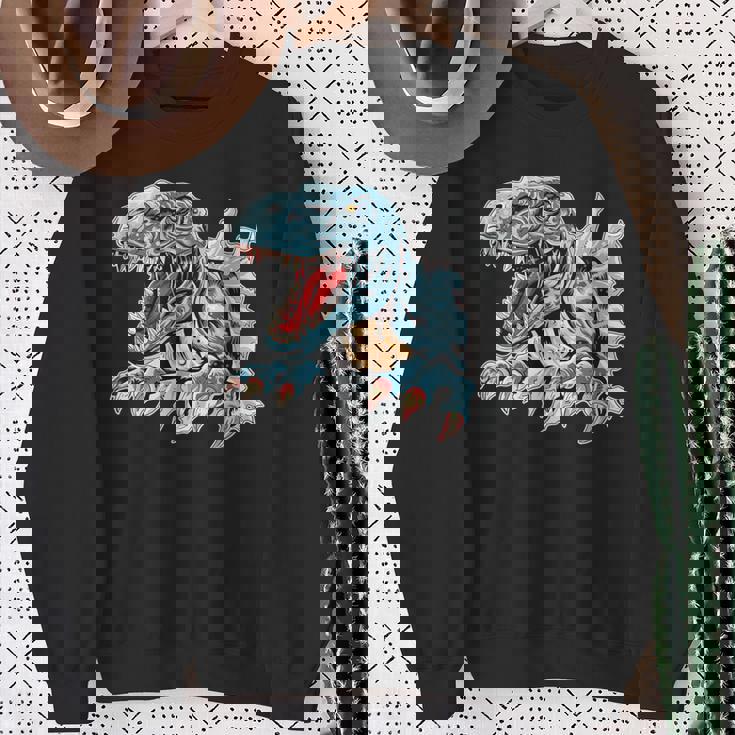 恐竜 おもしろ デフォルメ イラスト スウェットシャツ 年配の女性への贈り物