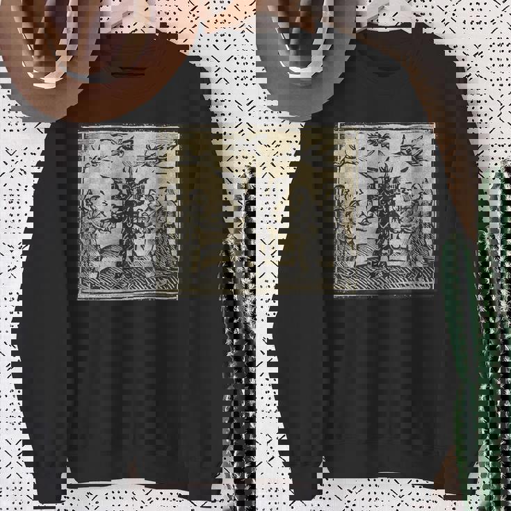 悪魔のオカルトの犠牲ゴスホラー 美的木版画 スウェットシャツ 年配の女性への贈り物