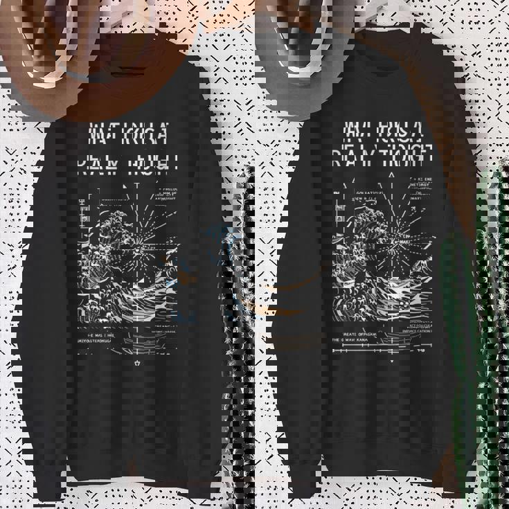 日本 大波動物理学 北斎 水 動き 数学 科学 長袖tシャツ スウェットシャツ 年配の女性への贈り物