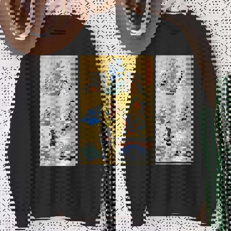 日本の猫 歌川国芳 流行猫の狂言づくし 歌舞伎 ヴィンテージ浮世絵 芸術の美的 日本の伝統美術 スウェットシャツ 年配の女性への贈り物