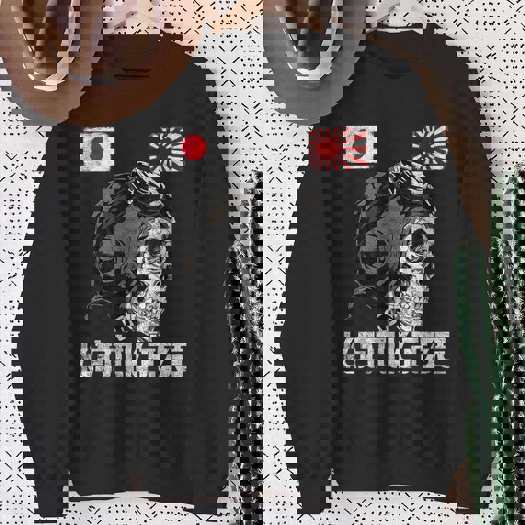 日本昇る日本の太陽旗 パイロット 頭蓋骨 侍 神風 スウェットシャツ 年配の女性への贈り物