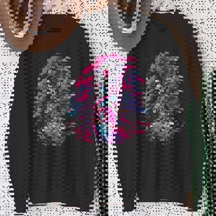 桜と芸者、サイバーパンク・イラストレーション スウェットシャツ 年配の女性への贈り物