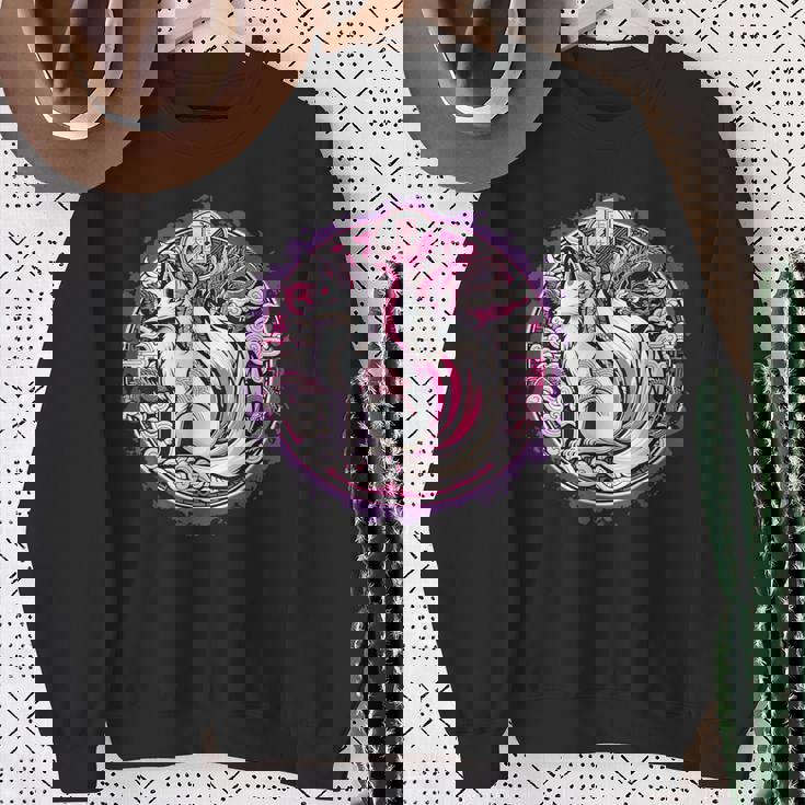 民話 きつね 九尾狐 日本龍 スウェットシャツ 年配の女性への贈り物