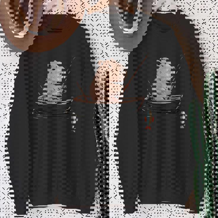 漁師 アングラーカピバラ フィッシング スウェットシャツ 年配の女性への贈り物