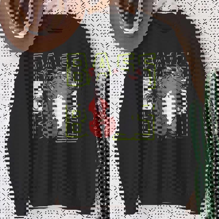 猫 二重低音プレーヤー スウェットシャツ 年配の女性への贈り物