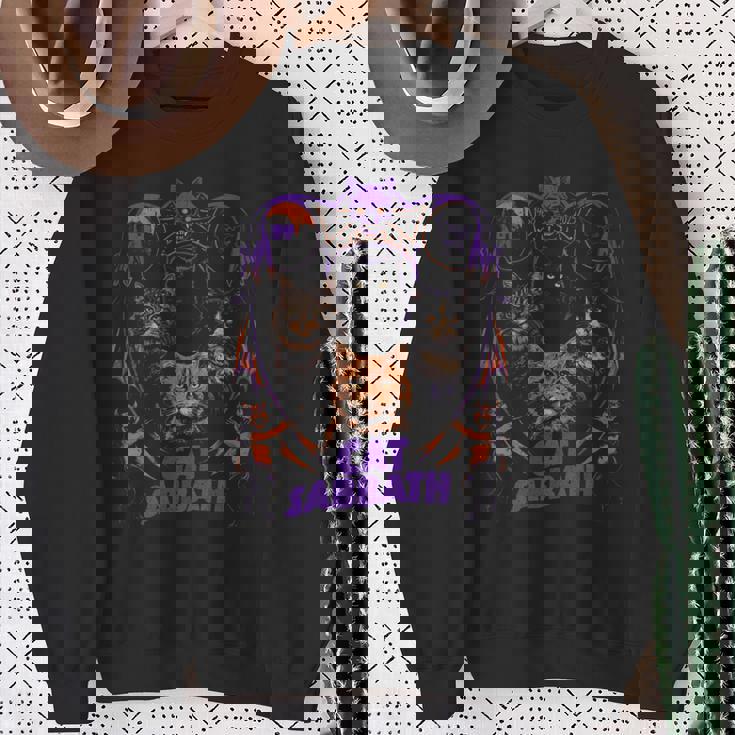 猫 安息日 猫 ヘビー ロック バンド パロディ 長袖tシャツ スウェットシャツ 年配の女性への贈り物