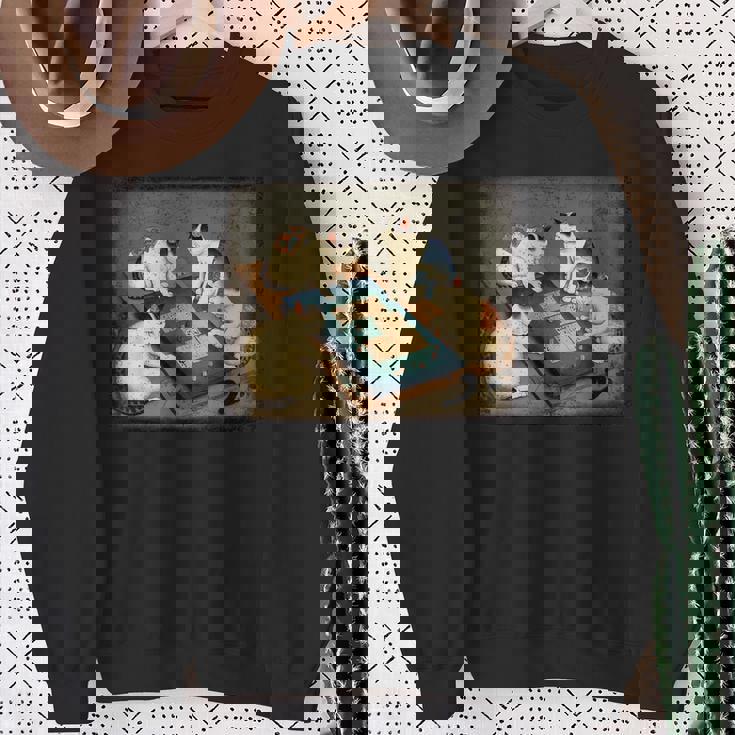 猫 遊ぶ 麻雀 面白いプレーヤー 文字付き スウェットシャツ 年配の女性への贈り物