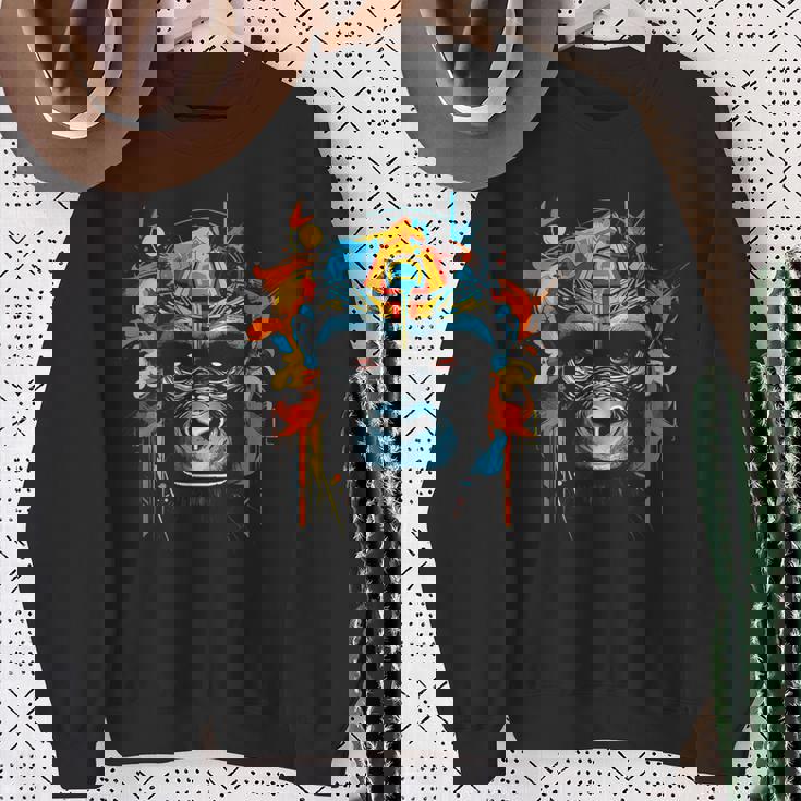 猿 動物 モチーフ イラスト 猿 スウェットシャツ 年配の女性への贈り物