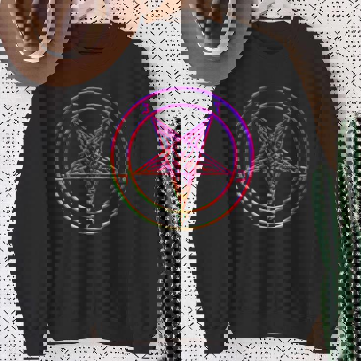 美しいvaporwave サタニックペンタグラム レトログリッチ効果 スウェットシャツ 年配の女性への贈り物