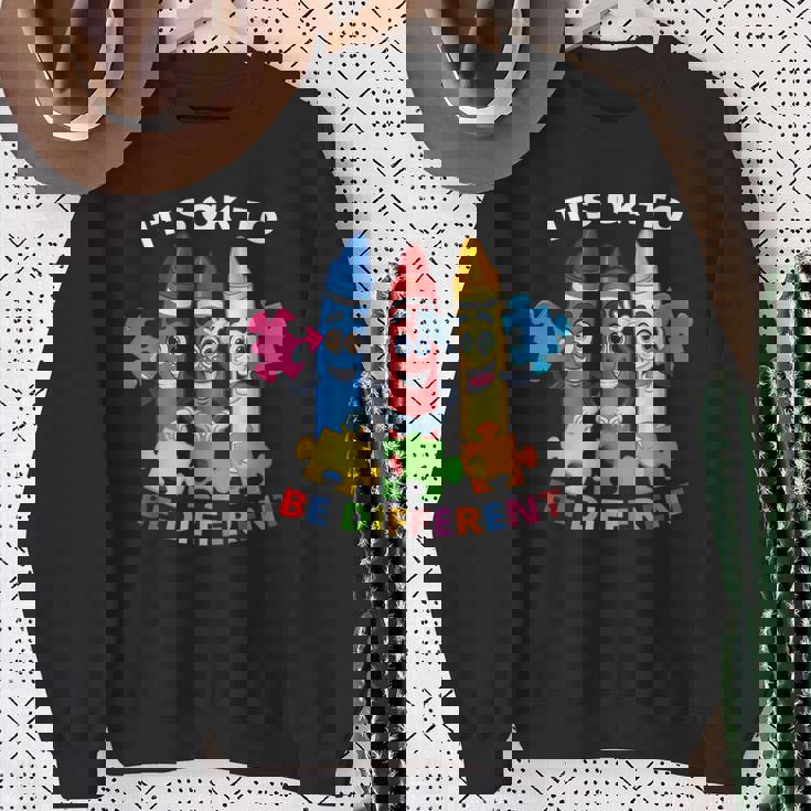 自閉症の認識 違ってもいい 自閉症の青 スウェットシャツ 年配の女性への贈り物