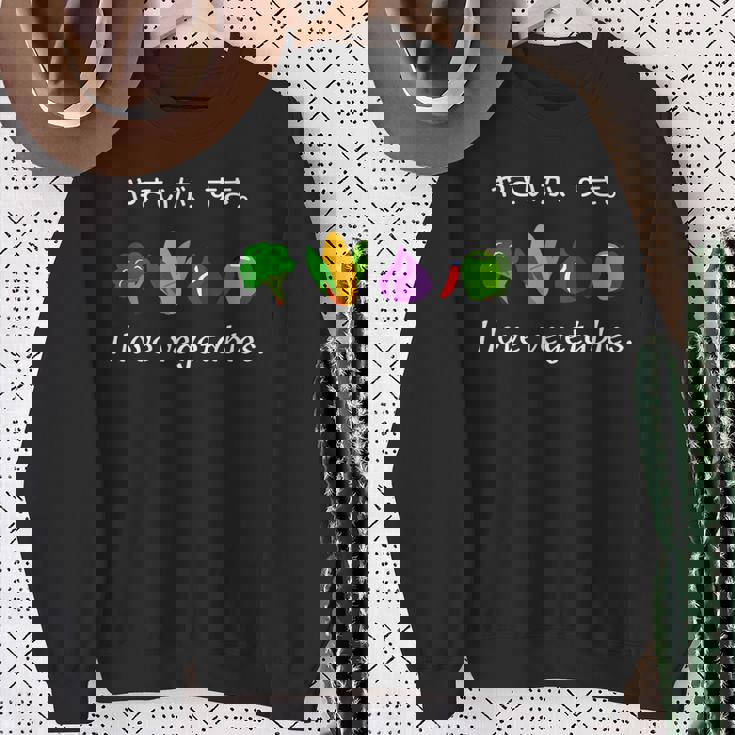 野菜 が 好き。ベジタブル ピーマン ブロッコリー とうもろこし たまねぎ スウェットシャツ 年配の女性への贈り物