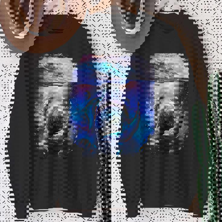 銀河 イルカ 宇宙 地球 海 スウェットシャツ 年配の女性への贈り物