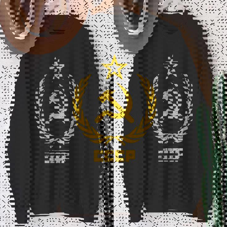 鎌と槌の星cccpソビエト連邦 長袖tシャツ スウェットシャツ 年配の女性への贈り物