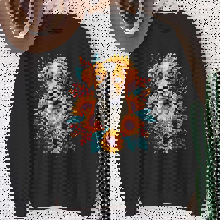 面白いtシャツ ジャックラッセルテリア ひまわり イヌ メンズ グッズ かわいい おもしろ 面白い 服 ネタ スウェットシャツ 年配の女性への贈り物