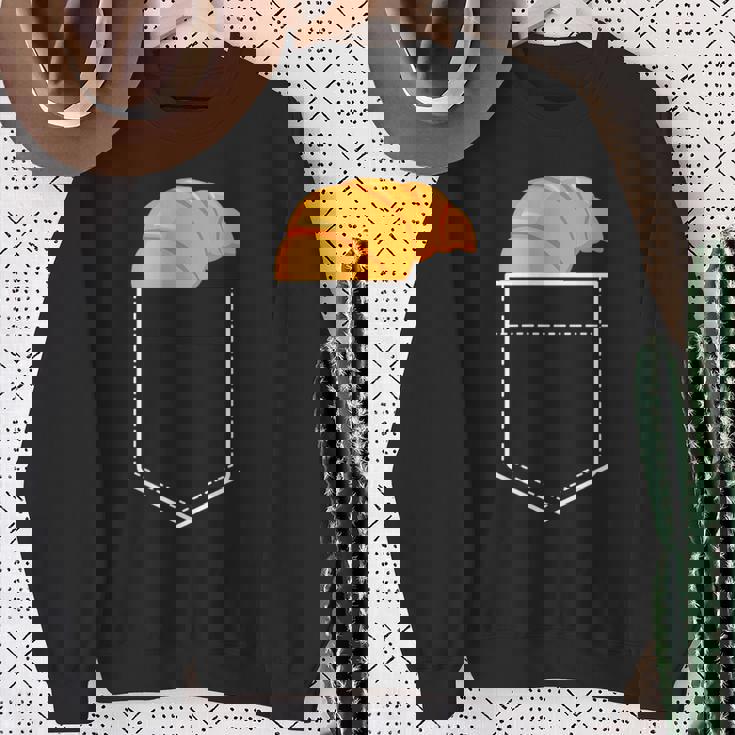 面白いクロワッサンインザポケット 食通 フレンチクロワッサンポケット スウェットシャツ 年配の女性への贈り物