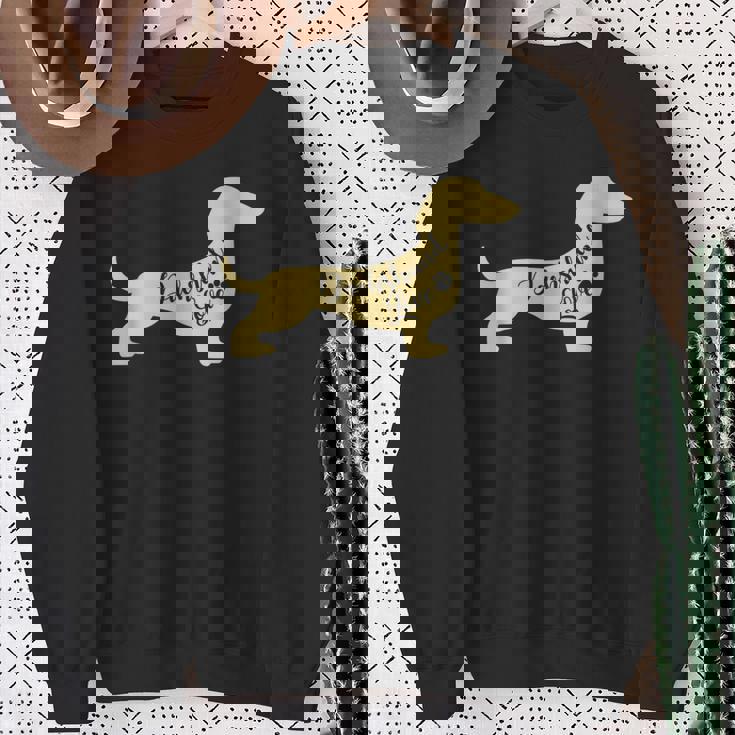 面白いダックスフント犬のデザイン ペット愛好家の足 スウェットシャツ 年配の女性への贈り物