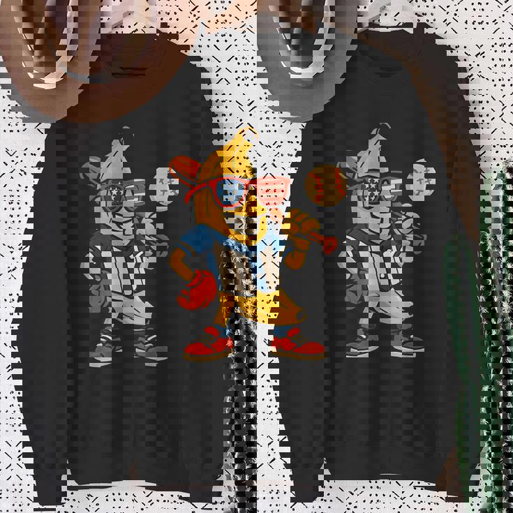 面白いバナナ野球アメリカ国旗サングラス 7月4日 スウェットシャツ 年配の女性への贈り物