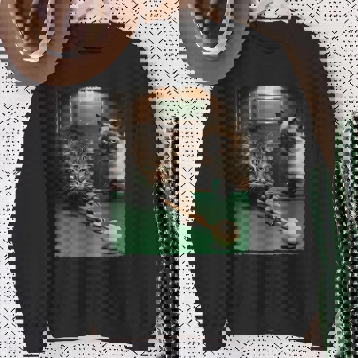 面白い猫 子猫 プールゲーム ビリヤード愛好家 アートデザイン スウェットシャツ 年配の女性への贈り物