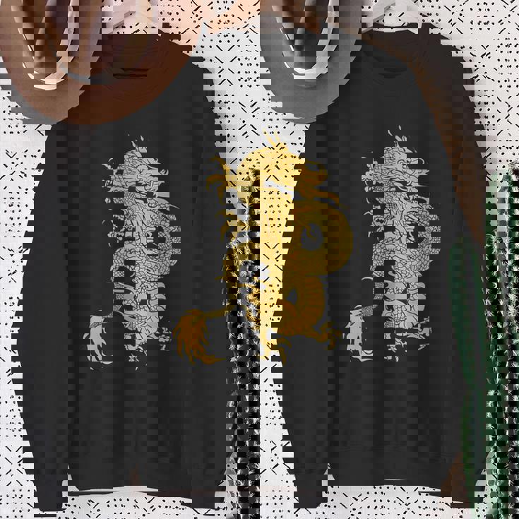 黄金龍 龍 幸運 富裕 幸せ 星 スウェットシャツ 年配の女性への贈り物