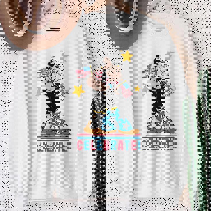 7月4日 「ポパイとオリーブオイルの愛国心」 彼と彼女 スウェットシャツ 年配の女性への贈り物