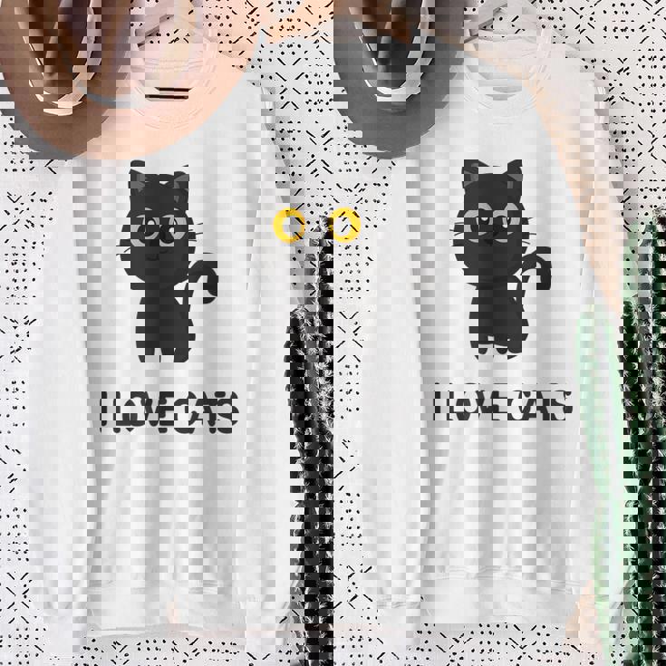 I Love Cats シャツ キュート 黒猫好き キッズ 子猫 スウェットシャツ 年配の女性への贈り物