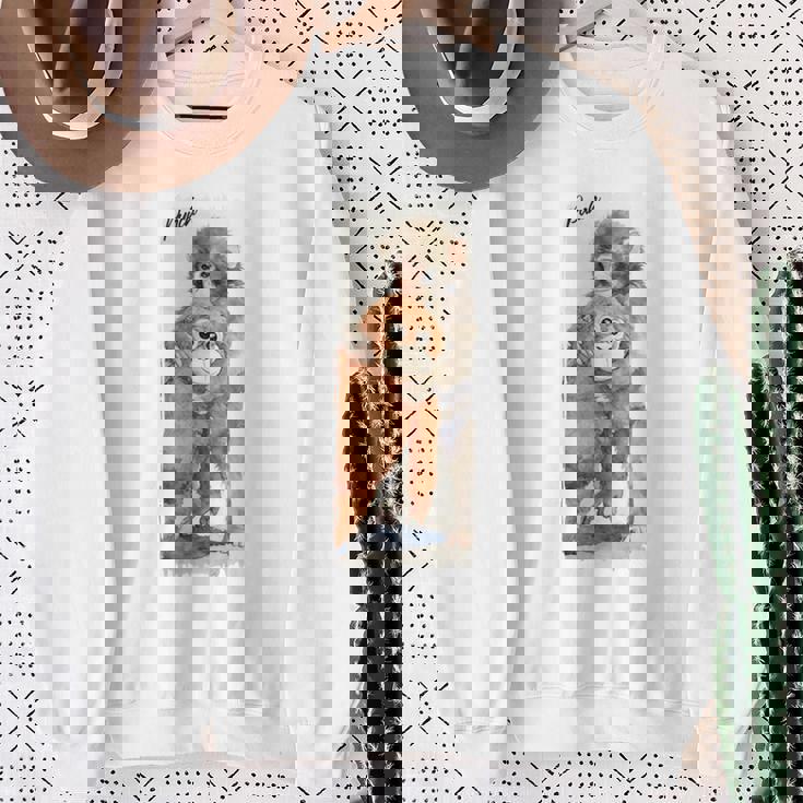 Punch – かわいい赤ちゃん猿とオランウータンのぬいぐるみ 水彩 長袖tシャツ スウェットシャツ 年配の女性への贈り物