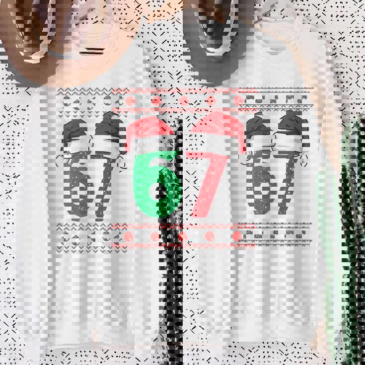 Six Seven Christmas 6 7 Ugly Christmas Sweater Tri-Blend Sweatshirt Gifts for Old Women