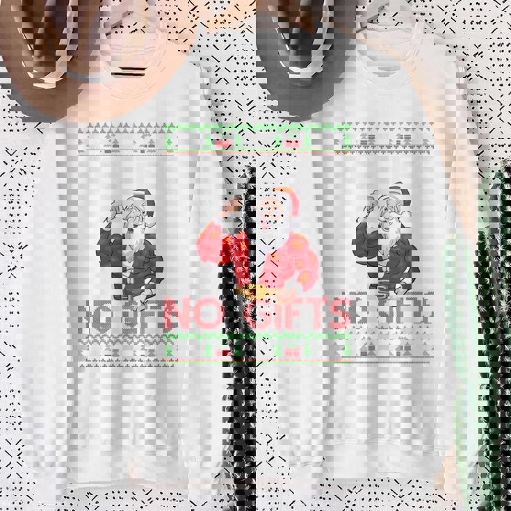 Weightlifting Workout Gym Santa Christmas Ugly Sweater Xmas Tri-Blend Sweatshirt Gifts for Old Women