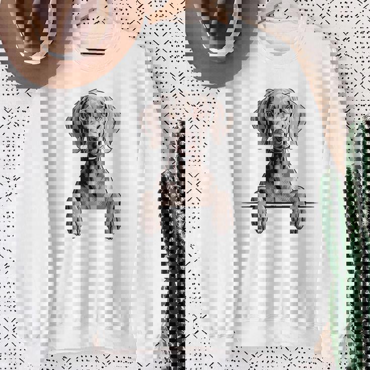 Weimaraner 面白い 覗き見ポケット 子犬 犬好き スウェットシャツ 年配の女性への贈り物