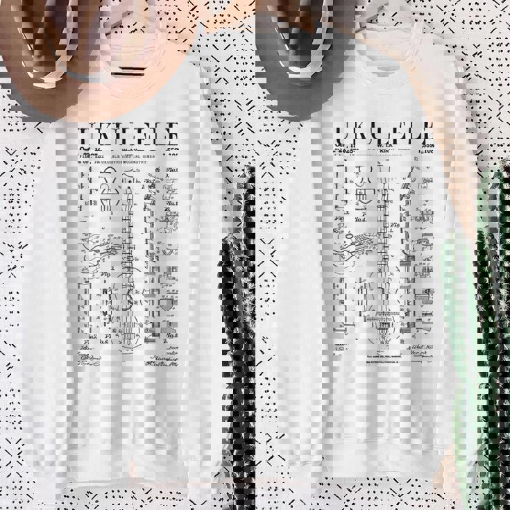 ウクレレ楽器 ウケ ヴィンテージ 特許 図面 プリント スウェットシャツ 年配の女性への贈り物