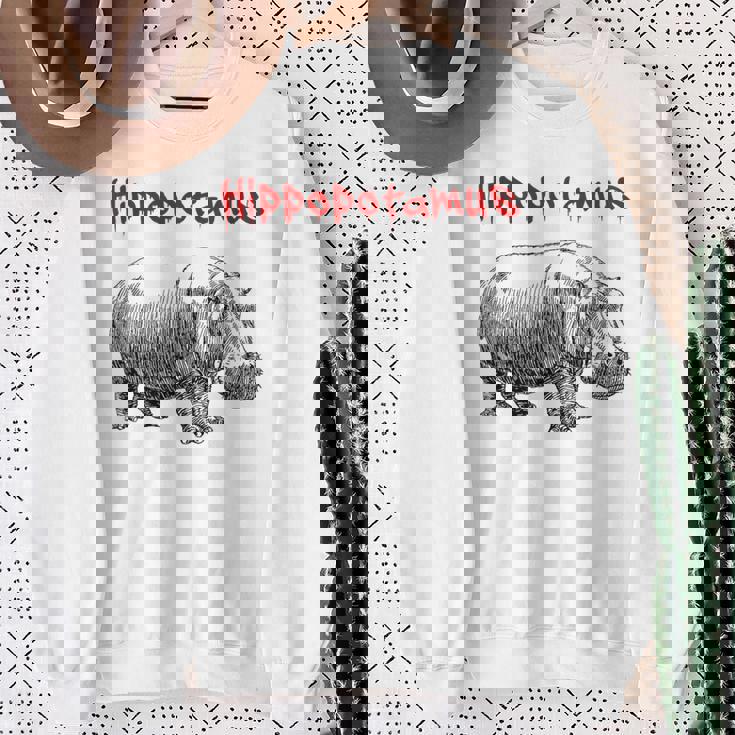 カバ ヴィンテージ シンプル ミニマリスト カバ グラフィック スウェットシャツ 年配の女性への贈り物