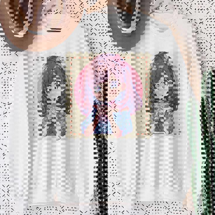 カワイイアニメ ちびガール バブルティー ボバミルク オタク スウェットシャツ 年配の女性への贈り物