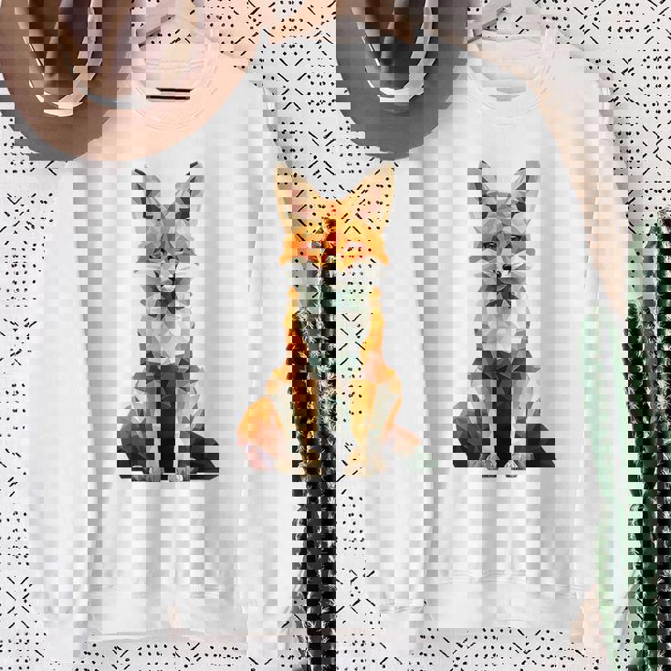 キツネ アニマル柄 グラフィック ポートレート イラスト 幾何学 キツネ スウェットシャツ 年配の女性への贈り物