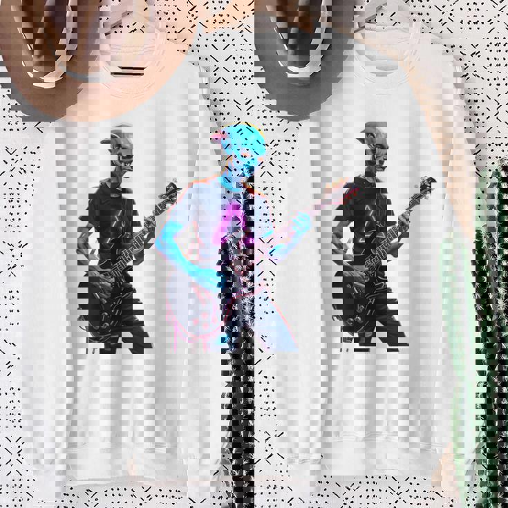 バックプリント ギタリスト エイリアン グラフィック ギター エイリアン ギタリスト スウェットシャツ 年配の女性への贈り物