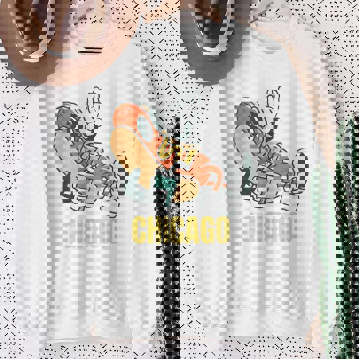 シカゴホットドッグ ストリートフード ホットドッグ マスタード付き スウェットシャツ 年配の女性への贈り物