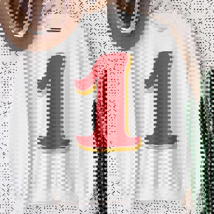 タイポグラフィ 第1番 数字 1 スウェットシャツ 年配の女性への贈り物