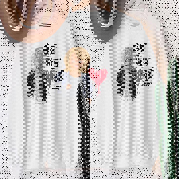 チャッキー・ティファニー・イート・ユア・ハート・アウト・バレンタイン 長袖tシャツ スウェットシャツ 年配の女性への贈り物