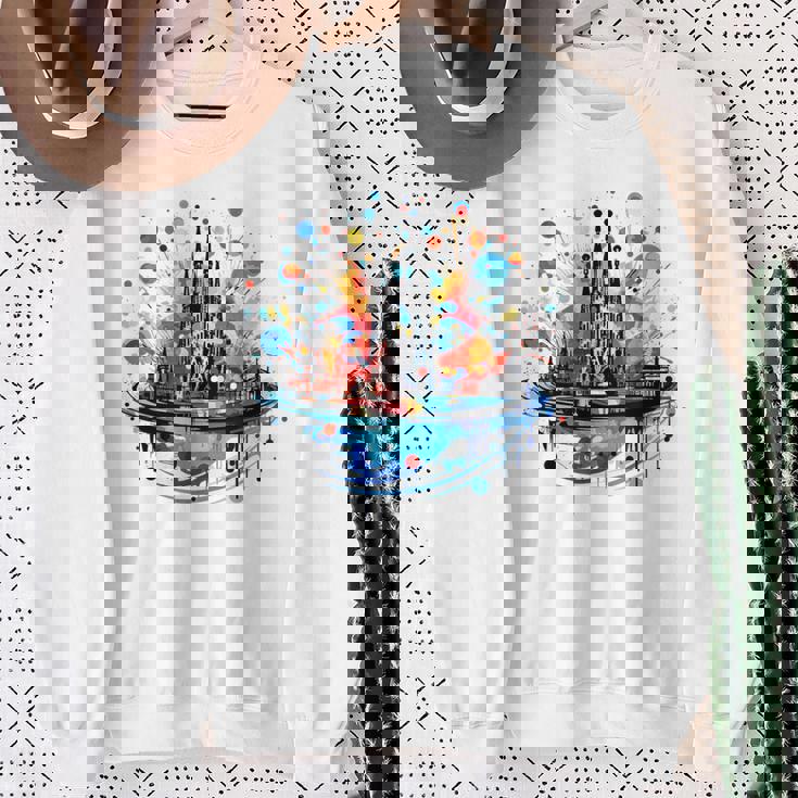 バルセロナのサグラダ ファミリアの美しいイラスト スウェットシャツ 年配の女性への贈り物