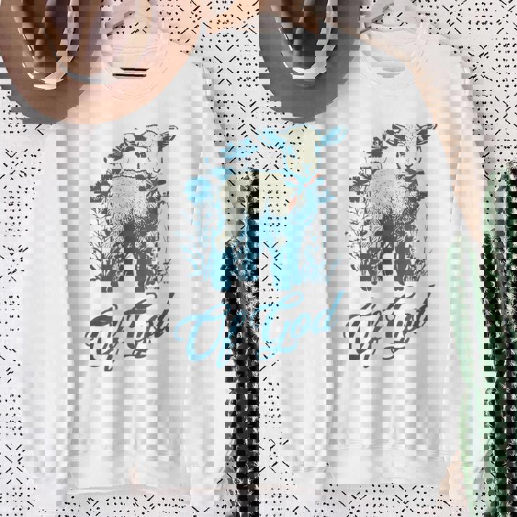 ラム オブ ゴッド キュート ヴィンテージ クリスチャン ラム デザイン 信仰 恋人 スウェットシャツ 年配の女性への贈り物