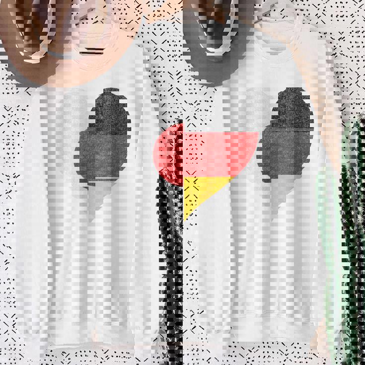 日本 ドイツ 国旗 ハート サッカー スウェットシャツ 年配の女性への贈り物